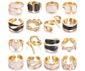 KISS WIFE Ensemble de bagues de phalange dorées et argentées noires pour femme, délicates, simples, tendance, mignonnes, empilables, parfaites pour superposer sur le pouce et les phalanges, tailles