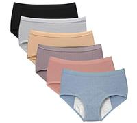 Kissecret Culotte de menstruelle pour Adolescentes Filles Lot de 6 sous-vêtements de Règles Slips en Coton Protection Respirants et Anti-fuites (XL, Style3)