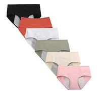 Kissecret Culotte de menstruelle pour Adolescentes Filles Lot de 6 sous-vêtements de Règles Slips en Coton Protection Respirants et Anti-fuites (L, Style1)
