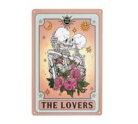 Kissing Lover Carte de tarot Tête de mort Rose Tapisserie Décoration murale Soleil Lune Fleur Affiche Art Impression Art Photo Poster Impression Art Photo Pub Café Café Grotte Maison Hôtel Cadeaux