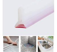 KISSLIU Bande imperméable Pliable de Silicone, obturateur de Barrage d'eau de seuil de Douche, arrêt d'écoulement d'eau de Joint de Plancher de Salle de Bains (Transparent,90cm)