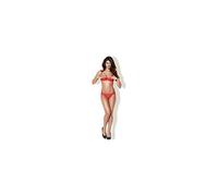 KissMe Enticingly Soutien Gorge à Demi Ouvert avec G String Rouge Taille XXL