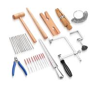 Kissmii L'Ensemble D'Outils Comprend Un Cadre de Scie pour Bijoutier, Une Pince à Aiguille, Une à Aiguille en Diamant, Une Pince à Anneau en Bois pour la Fabrication de