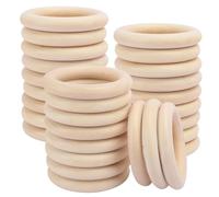 Kissmii Lot de 30 Anneaux en Bois Brut Naturel de 10,2 cm pour Loisirs Créatifs, Fabrication de, Macramé et Décoration D'Intérieur