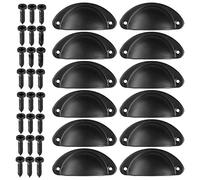 kissral 12Pcs Poignée Coquille Rétro Poignee de Meuble Vintage Bouton Tiroir Poignée avec Vis pour armoire de porte de placard de cuisine (Noir)