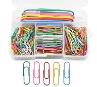 Kissral 250 Pcs Trombones Ensemble Stationnaire Trombones Colorés Petits Trombones Plastifiés 28mm 50mm 100mm pour Papiers avec Boîte Fournitures Scolaires et de Bureau