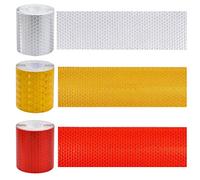 kissral 3pcs Bande Reflechissante Autocollante 3 Mètres × 50 mm Bande Reflechissante Casque Motocyclettes Blanc/Rouge/Jaune, Bande Reflechissante Vélo Bande Autocollante Voiture pour Conduite de Nuit
