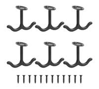 kissral 6 Crochets Noirs avec Vis, Crochets de Plafond pour Suspendre, Patere Murale Crochet Mural Crochets en Métal pour Armoire, ExtéRieur, Jardin, Garage, Serviette Salle de Bain