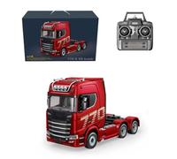 Kisss Camion RC 1/18 6 x 4 770S avec plateau semi-remorque 1/18, télécommande pleine proportionnelle, semi-remorque RC semi-remorque, télécommande RWD 2,7 km/h, cadeau semi-camion