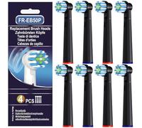 Kisstta Lot de 8 têtes de brosse à dents de rechange, compatibles avec Braun Oral B, Vitality, Genius, Pro3 3900, Pro 3 Plus, Pro 1 Series, noires