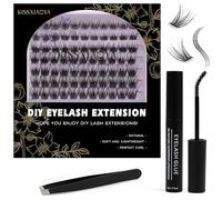 KISSXIAOYA Cluster Wimpern Verlängerung,Lashes, Wimpernzange, Wimpernsiegel, Pinzette, DIY Customized Wimpern (mix 9-15mm, W-7)