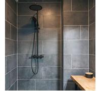Kissy Colonne de douche avec Mitigeur Thermostatique - Noir - Essebagno