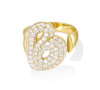 KissYan Bulle Lettres Bagues pour Femmes Or Réglable Initiale A-Z Anneau initial Bagues Personnalisées Mode Tendance Déclaration Bijoux Cadeau, strass, Oxyde de zirconium