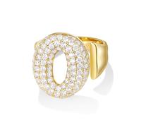 KissYan Bulle Lettres Bagues pour Femmes Or Réglable Initiale A-Z Anneau initial Bagues Personnalisées Mode Tendance Déclaration Bijoux Cadeau, strass, Oxyde de zirconium