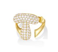 KissYan Bulle Lettres Bagues pour Femmes Or Réglable Initiale A-Z Anneau initial Bagues Personnalisées Mode Tendance Déclaration Bijoux Cadeau, strass, Oxyde de zirconium