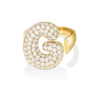 KissYan Bulle Lettres Bagues pour Femmes Or Réglable Initiale A-Z Anneau initial Bagues Personnalisées Mode Tendance Déclaration Bijoux Cadeau, strass, Oxyde de zirconium