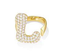 KissYan Bulle Lettres Bagues pour Femmes Or Réglable Initiale A-Z Anneau initial Bagues Personnalisées Mode Tendance Déclaration Bijoux Cadeau, strass, Oxyde de zirconium