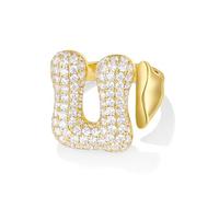 KissYan Bulle Lettres Bagues pour Femmes Or Réglable Initiale A-Z Anneau initial Bagues Personnalisées Mode Tendance Déclaration Bijoux Cadeau, strass, Oxyde de zirconium
