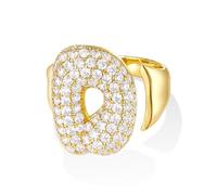KissYan Bulle Lettres Bagues pour Femmes Or Réglable Initiale A-Z Anneau initial Bagues Personnalisées Mode Tendance Déclaration Bijoux Cadeau, strass, Oxyde de zirconium