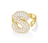 KissYan Bulle Lettres Bagues pour Femmes Or Réglable Initiale A-Z Anneau initial Bagues Personnalisées Mode Tendance Déclaration Bijoux Cadeau, strass, Oxyde de zirconium