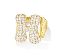 KissYan Bulle Lettres Bagues pour Femmes Or Réglable Initiale A-Z Anneau initial Bagues Personnalisées Mode Tendance Déclaration Bijoux Cadeau, strass, Oxyde de zirconium