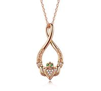 KissYan Collier avec pendentif en forme de cœur de Claddagh en argent sterling S925, mains en oxyde de zirconium tenant une couronne, bijoux spéciaux pour femmes et filles, argent sterling, oxyde de