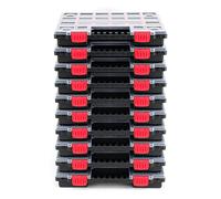 Kistenberg 10x boîte d'assortiment NORS14 Set boîte de tri boîte de tri magasin de petites pièces Avec séparateurs Avec poignée confortable et stable Couvercle transparent plastique 34,4 x 24,9 x 5 cm