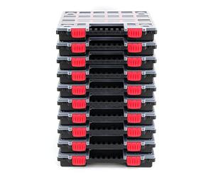 Kistenberg 10x boîte d'assortiment NORS14 Set boîte de tri boîte de tri magasin de petites pièces Avec séparateurs Avec poignée confortable et stable Couvercle transparent plastique 34,4 x 24,9 x 5 cm