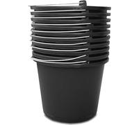 Kistenberg 10x Seau de 5 Litres | Seau avec échelle et poignée ergonomique | en plastique robuste | noir | idéal pour les travaux de construction, le jardinage et les projets de bricolage | 24 x 20 cm