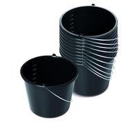 Kistenberg 20 litres x 10 seaux de construction | Seau avec échelle et poignée ergonomique | en plastique robuste | noir | idéal pour les travaux de construction, le jardin et les projets de bricolage