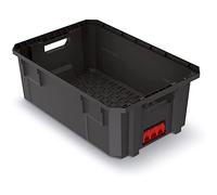 Kistenberg Caisse de transport X-Block - Capacité de charge jusqu'à 50 kg - En plastique - Empilable - Noir - 544 x 362 x 200 mm