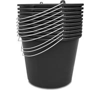 Kistenberg Lot de 10 seaux de construction de 16 litres | Seau gradué et poignée ergonomique | En plastique robuste | Noir | Idéal pour les travaux de construction, le jardin et les projets de