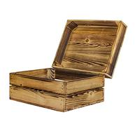 Kistenkolli Altes Land Assos Coffre en bois flammé Boîte cadeau avec couvercle - Boîte au trésor - Coffre en bois - Coffre de mariage - Vintage - ASSOS 2 m - 40 x 32 x 22 cm