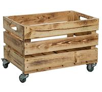Kistenkolli Altes Land Caisse à fruits stable avec roulettes, caisse pour pommes, caisse à vin design rustique ++++ Naturel, Dimensions env. 54 x 35 x 35 cm