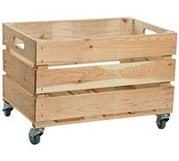 Kistenkolli Altes Land Caisse à fruits stable avec roulettes, caisse pour pommes, caisse à vin design rustique ++++ Naturel, Dimensions env. 54 x 35 x 35 cm