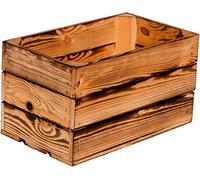 Kistenkolli Altes Land Caisse à vin Hilde flammée sans 38 x 22 x 21 cm - Décoration de jardin - Cagettes en bois