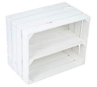 Kistenkolli Altes Land Caisse en bois avec étagère centrale Env. 50 x 40 x 30 cm Blanc/flammé Idéale pour ranger les chaussures et les livres
