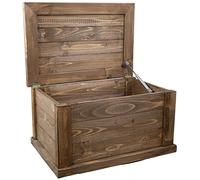 Kistenkolli Altes Land Coffre en bois massif avec couvercle et cylindre de serrure - Grande boîte de rangement pour mariage - Dimensions 60 x 40 x 34 cm - Type : UK (marron)