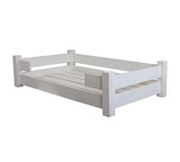 Kistenkolli Altes Land Corbe pour chien Winston XL en bois avec coussin 100x60x25cm Corbe pour chien Coussin pour chien Lieu de couchage Vintage Canapé pour chien (Blanc sans)