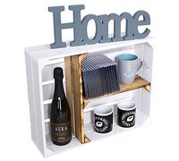 Kistenkolli Altes Land Étagère à épices plate flammée/blanc / - Caisse à fruits - 50 x 40 x 16 cm - Caisses à vin - Caisses en bois Shabby Chic