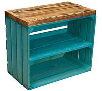 Kistenkolli Altes Land Johanna Caisse à fruits et planches de bois massif - Meuble à chaussures - Banc en bois - Dimensions : 50 x 30 x 43 cm (L x P x H) (turquoise/flammé)