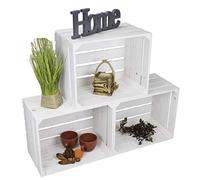 Kistenkolli Altes Land Johanna Lot de 3 caisses à fruits blanches - Étagère à chaussures - Étagère de rangement - Table d'appoint - Caisse à vin - Caisse à pommes - Caisse en bois - Caisse de