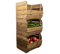 Kistenkolli Altes Land Lot de 3 caisses à pommes de terre, 40 x 33 x 30 cm, pour légumes, fruits, légumes, pommes de terre, en bois, en palissandre