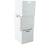 Kistenkolli Altes Land Lot de 3 caisses de rangement en bois - Convient pour les tiroirs ainsi que pour toutes les étagères Kallax et Expidit. Caisse à vin et à fruits