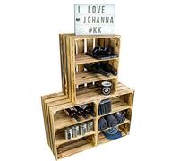 Kistenkolli Altes Land Lot de 3 étagères Johanna flammées avec 2 planches intermédiaires transversales pour caisses à fruits