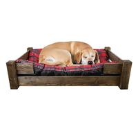 Kistenkolli Altes Land Panier pour chien Winston XL en bois avec coussin - 100 x 60 x 25 cm - Panier pour chien - Coussin vintage (rose palissandre)