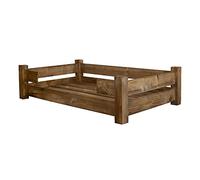 Kistenkolli Altes Land Panier pour chien Winston XL en bois avec coussin 100 x 60 x 25 cm Panier pour chien vintage (palissandre sans)