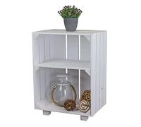 Kistenkolli Altes Land Table de Chevet abstelltisch Blanc/Nature/flammé MESURES 30x40x55cm Boîte de Conservation flaschenablage Étagère à vin Caisse de Pommes/boîte à vin - Blanc, 40x40x27cm