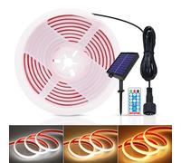 KISUFU 12V COB Bande LED, Étanche IP68 320 LEDs/M Dimmable Ruban LED avec Panneaux solaires, 1.2W USB Contrôleur solaire avec support pour Jardin, Cour, avant - toit Décoration extérieure.