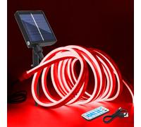 KISUFU 12V Neon Ruban Led avec Contrôleur de panneau solaire, SMD 2835 120 Leds/m Bande lumineux néon, Énergie solaire flexible IP67 Etanche Silicone Néon Light Strip pour Extérieur Déco.1M